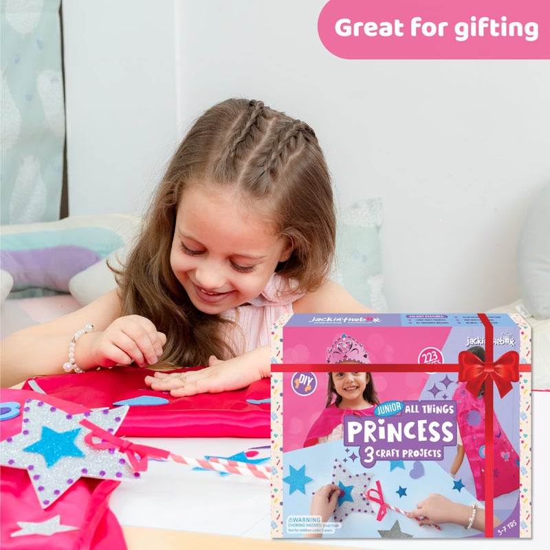 jackinthebox Princess Themed Arts and Crafts for Girls - Make a Cape  Tiara and Wand  Best Gift for Girls Ages 5 6 7 8 Years  3 Craft Projects in 1 Box.. - Image 5